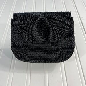 La Regale LTD black beaded purse with shoulder strap